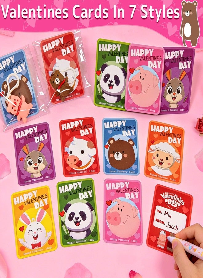 AMENON 28 Pack Prefilled Valentines Day Gifts for Kids, 7 Styles Animal Keychains Toys with Valentines Day Card for Kids Teens Adults School Classroom Exchange Gift, Party Favors Supplies,Classroom Prizes - Image 4